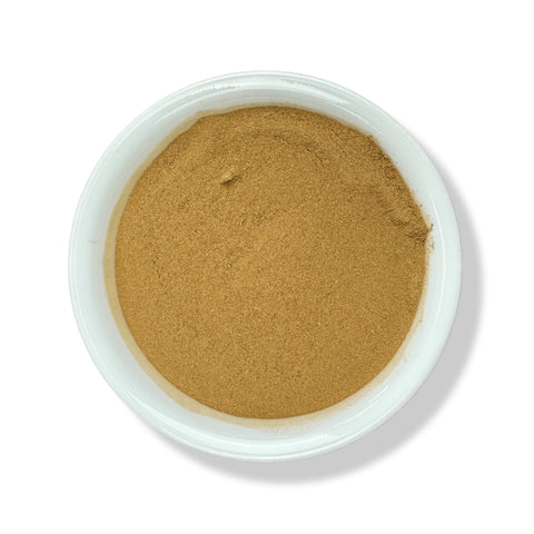 A bowl of St. John's Wort Powder against a white background.