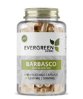 A bottle of Evergreen Herbs Barbasco Mexican Wild Yam capsules. The label indicates 90 vegetable capsules