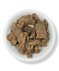 A bowl of dried Mexican Wild Yam (Dioscorea mexicana) root slices.