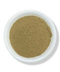 A bowl filled with catnip powder, with a white background.