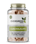 A bottle of Evergreen Herbs Cuachalalate capsules, with 90 vegetable capsules