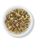 A bowl of dried fennel herb pieces.