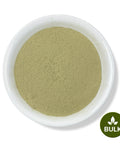 A bowl of green Muicle powder, with a 'BULK' label at the bottom right corner.