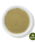 A white bowl filled with Prodigiosa Powder, a green powdered herb supplement, with a 'BULK' label in the lower right corner.