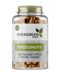 A bottle of Evergreen Herbs Tepezcohuite capsules, with 90 vegetable capsules.