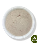 A white bowl filled with Irish Sea Moss Powder on a white background, with a 'BULK' label in the lower right corner.