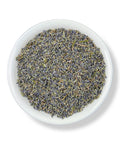 A bowl filled with dried lavender flowers.