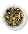 A bowl of dried Muicle (Honeysuckle) herb pieces.