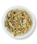 A bowl of dried Nopal (prickly pear) cactus leaves.