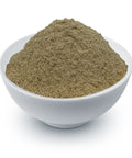 A white bowl filled with Hydrangea Root Powder on a plain background.