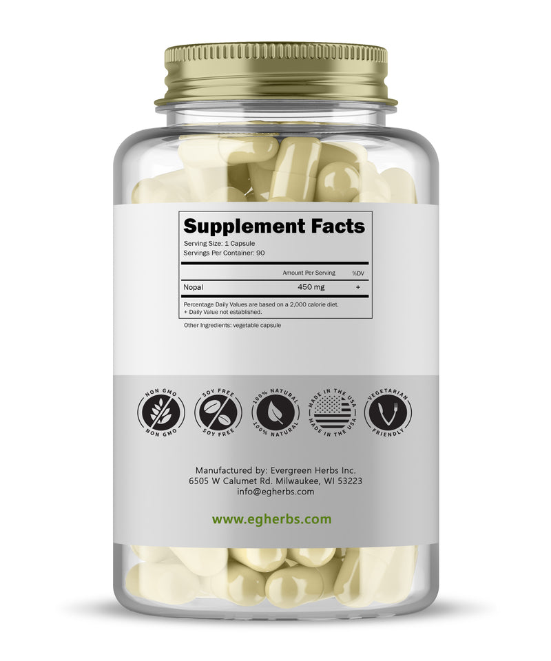 Nopal Capsules - 90 Capsules - 450 mg.