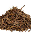 A pile of Pau D'Arco herb, which appears as dried, brown strips.