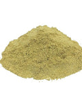 A mound of finely ground thyme powder on a white background.