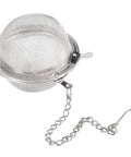 Stainless steel mesh tea ball infuser with a chain and hook.